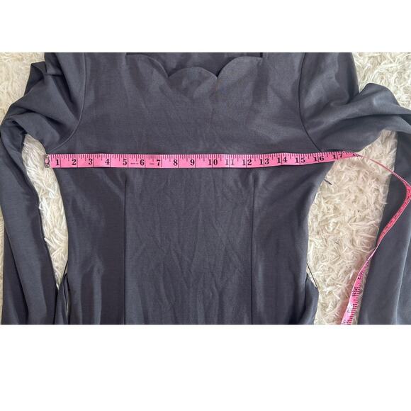 Mikarose Women's Size S Gray Scalloped Neck Tie Waist A Line Dress #0601 - Picture 9 of 11